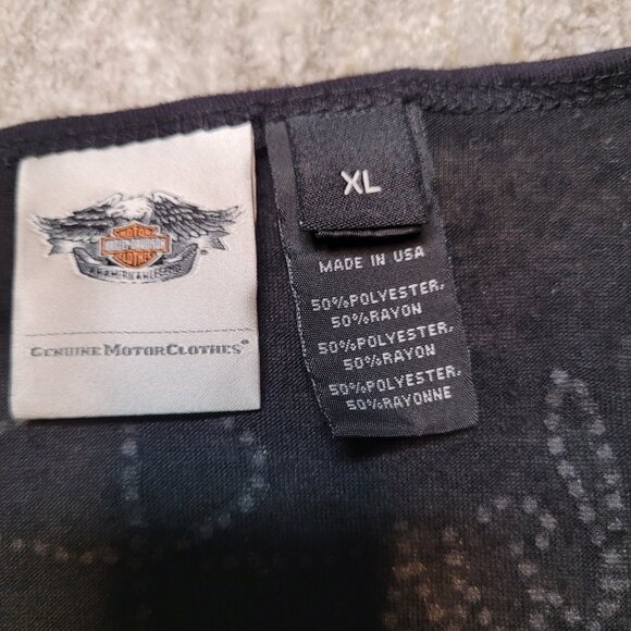 Harley-Davidson Black & Gold Embellished V-Neck Tee – Size XL - Picture 12 of 12